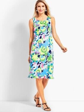 Talbots Island Floral Sateen Sheath Dress Size 10